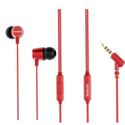 Auriculares intrauditivos aiwa estm-30rd/ con micrófono/ jack 3.5/ rojo