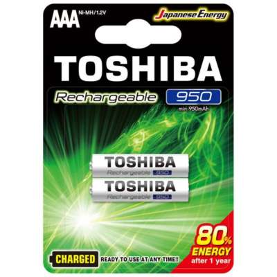 Pack de 2 pilas aaa toshiba rechargeable/ 1.2v/ recargables