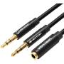 Cable estéreo vention bbuby/ 2x jack 3.5 macho - jack 3.5 hembra/ 30cm/ negro