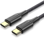 Cable usb 2.0 tipo-c 3a vention taubd/ usb tipo-c macho - usb tipo-c macho/ hasta 60w/ 480mbps/ 50cm/ negro