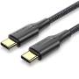 Cable usb 2.0 tipo-c 3a vention taubi/ usb tipo-c macho - usb tipo-c macho/ hasta 60w/ 480mbps/ 3m/ negro