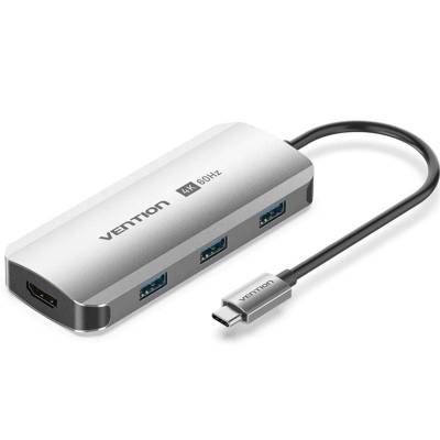 Docking usb tipo-c vention tqdhb/ 1xhdmi 4k/ 3xusb/ 1xusb tipo-c pd/ gris