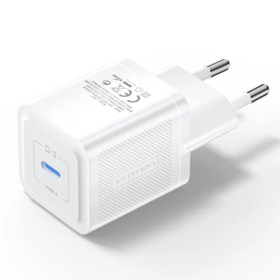 Cargador gan de pared vention fepw0-eu/ 1xusb tipo-c/ 20w