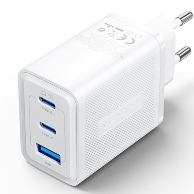 Cargador gan de pared vention ferw0-eu/ 2xusb tipo-c/ 1xusb/ 65w