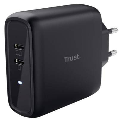 Cargador de pared trust maxo 65w 2p/ 2xusb tipo-c/ 65w