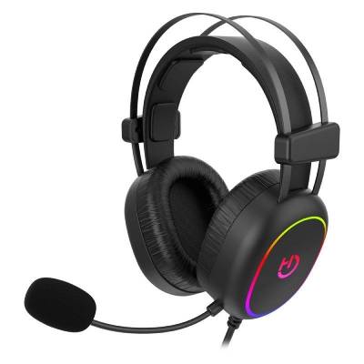 Auriculares gaming con micrófono hiditec erys argb/ jack 3.5/ negros