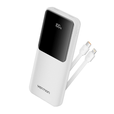 Powerbank 10000mah vention fhow0/ 22.5w/ blanca/ incluye cable usb tipo-c y lightning