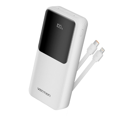 Powerbank 20000mah vention fhpw0/ 22.5w/ blanca/ incluye cable usb tipo-c y lightning