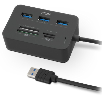 Hub usb 3.0 nox reader one/ 3xusb/ 1x lector de tarjetas