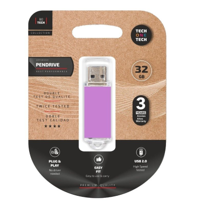 Pendrive 32gb tech one tech basic usb 2.0/ purpura claro