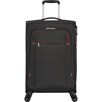 Maleta mediana american tourister crosstrack spinner expansible 67cm/ 67.5x42x27.5cm/ 4 ruedas/ gris y rojo