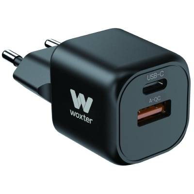 Cargador compacto woxter pe26-173/ 1xusb tipo-c/ 1xusb/ 20w