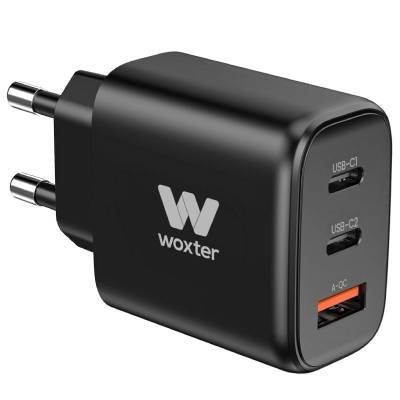 Cargador de pared woxter pe26-176/ 2xusb tipo-c + cable usb tipo-c/ 1xusb/ 65w