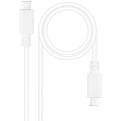 Cable usb 2.0 tipo-c nanocable 10.01.2301-w/ usb tipo-c macho - usb tipo-c macho/ 480mbps/ 1m/ blanco