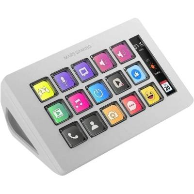 Stream deck slim mars gaming msd-one/ 15 teclas lcd/ blanco