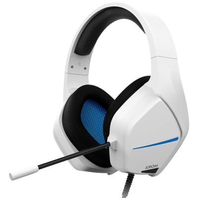 Auriculares gaming con micrófono krom kopa move/ jack 3.5/ blancos