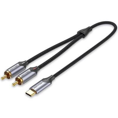 Cable conversor vention bguhg/ 2x rca macho - usb tipo-c macho/ 1.5m/ gris