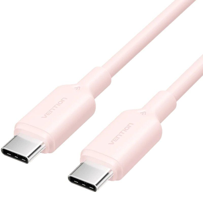 Cable usb 2.0 tipo-c 3a vention trcph/ usb tipo-c macho - usb tipo-c macho/ hasta 60w/ 480mbps/ 2m/ rosa