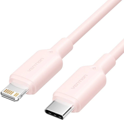 Cable usb 2.0 tipo-c lightning vention lakpf/ usb tipo-c macho - lightning macho/ hasta 27w/ 480mbps/ 1m/ rosa