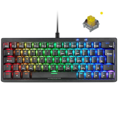 Teclado gaming mecánico mars gaming mkminipro/ switch amarillo/ negro