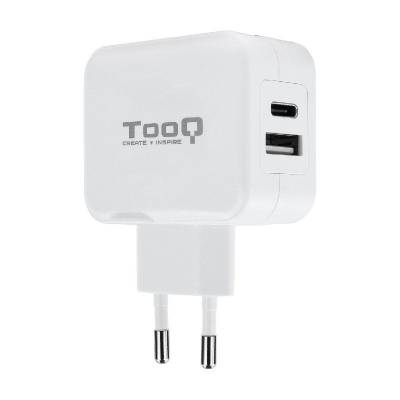 Cargador de pared tooq tqwc-2sc02wt/ 1xusb tipo-c/ 1x usb/ 27w