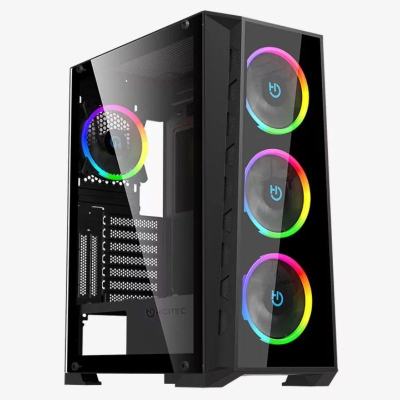 Caja gaming semitorre hiditec mh12 glass