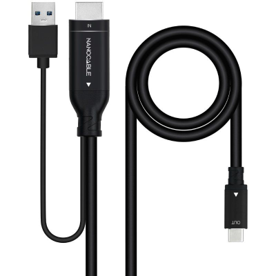 Cable hdmi nanocable 10.15.4354/ hdmi macho - usb macho/ usb tipo-c macho/ 1.8m/ negro