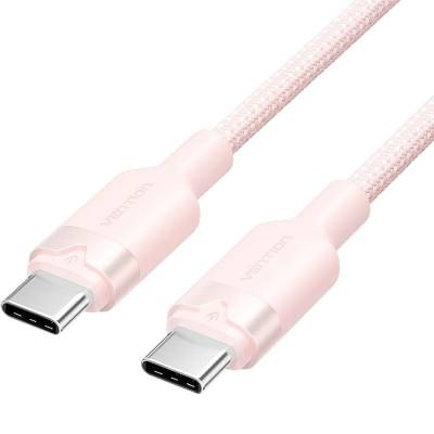 Cable usb 2.0 tipo-c 3a vention trdpf/ usb tipo-c macho - usb tipo-c macho/ hasta 60w/ 480mbps/ 1m/ rosa