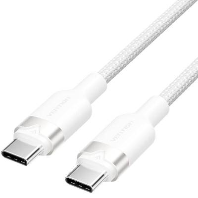 Cable usb 2.0 tipo-c 3a vention trdwf/ usb tipo-c macho - usb tipo-c macho/ hasta 60w/ 480mbps/ 1m/ blanco