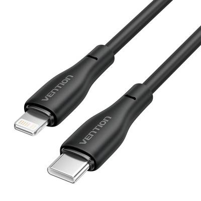 Cable usb tipo-c lightning vention h28bf/ usb tipo-c macho - lightning macho/ 27w/ 480mbps/ 1m/ negro