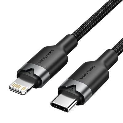 Cable usb tipo-c lightning vention lalbh/ usb tipo-c macho - lightning macho/ 27w/ 480mbps/ 2m/ negro