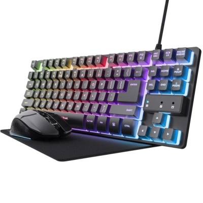 Pack gaming trust gaming gxt 794/ teclado rgb + ratón rgb + alfombrilla