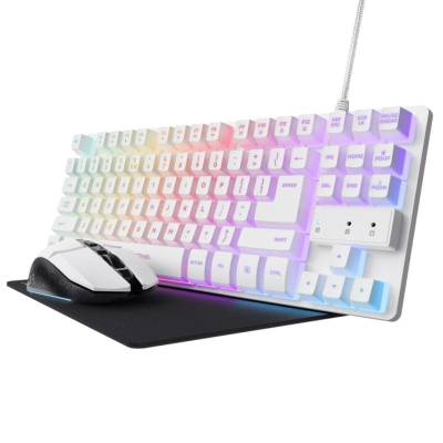 Pack gaming trust gaming gxt 794w/ teclado rgb + ratón rgb + alfombrilla