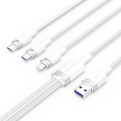 Cable usb 2.0 lightning vention ctrwg/ usb macho/ usb tipo-c macho - microusb macho - lightning macho/ 1.5m/ blanco