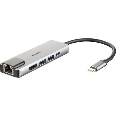 Docking usb tipo-c d-link dub-m520/ 2xusb/ 1xusb tipo-c/ 1xhdmi/ 1xrj45/ 1xthunderbolt/ gris