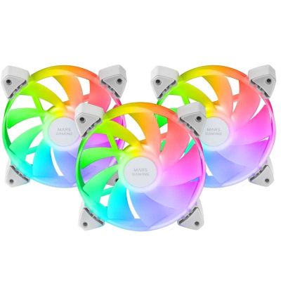 Pack 3 ventiladores invertidos mars gaming mf-3ar/ 12cm/ argb/ blanco