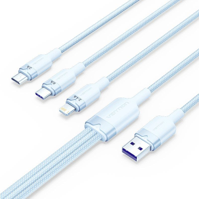 Cable usb 2.0 lightning vention ctrlg/ usb macho/ usb tipo-c macho - microusb macho - lightning macho/ 1.5m/ azul