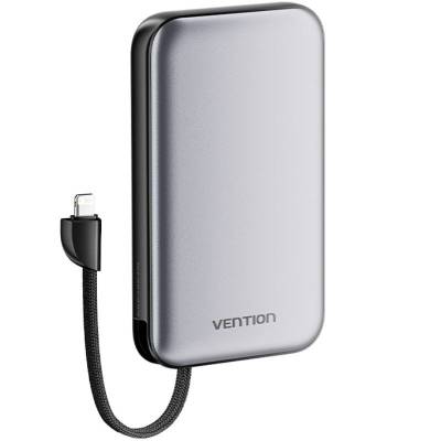 Powerbank 10000mah vention i12ia/ 20w/ negra/ incluye cable usb tipo-c y lightning