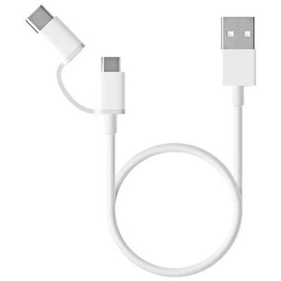 Cable usb 2.0 xiaomi sjv4083ty/ usb macho - micro usb macho/ usb tipo-c macho/ 30cm/ blanco