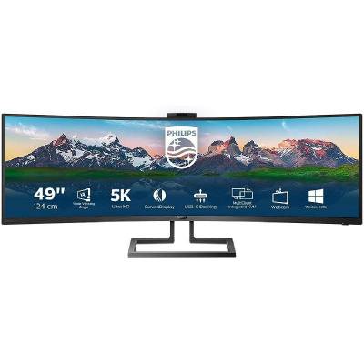 Monitor profesional ultrapanorámico curvo philips 499p9h 48.8'/ dual qhd/ webcam/ multimedia/ regulable en altura/ negro