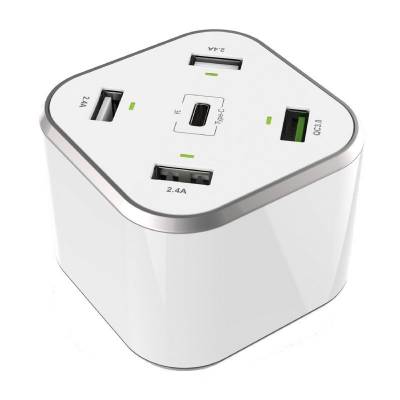 Cargador de mesa aisens asch-5pqc-w/ 1xusb tipo-c/ 4xusb/ 48w