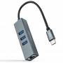 Hub usb tipo-c nanocable 10.03.0408/ 3xusb/ 1xrj45/ gris